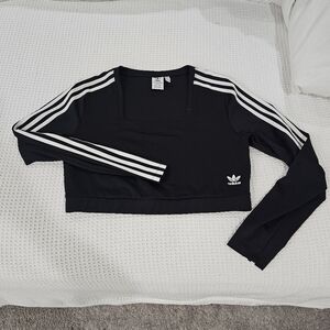 Adidas Black Long Sleeve Crop Top
